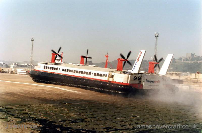 The SRN4 with Hoverspeed in Dover with a new livery - The Princess Anne (GH-2007) arriving into Dover, climbing the Dover slipway (submitted by Pat Lawrence).
